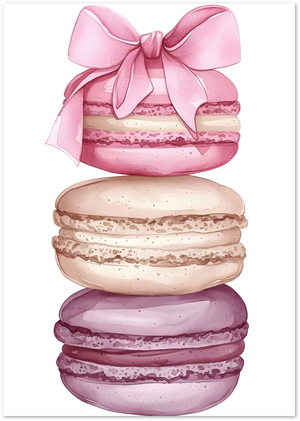 Posterux© | Pink Macaron Stack Poster – Sweet French Dessert Illustration poster – premium wall art