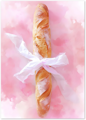 Posterux© | Baguette with Bow Poster – Whimsical French Kitchen Art poster – premium wall art