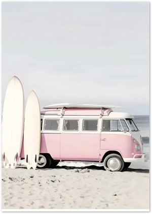 Posterux© | Pink Surf Van Poster – Dreamy Coastal Photography Print poster – premium wall art