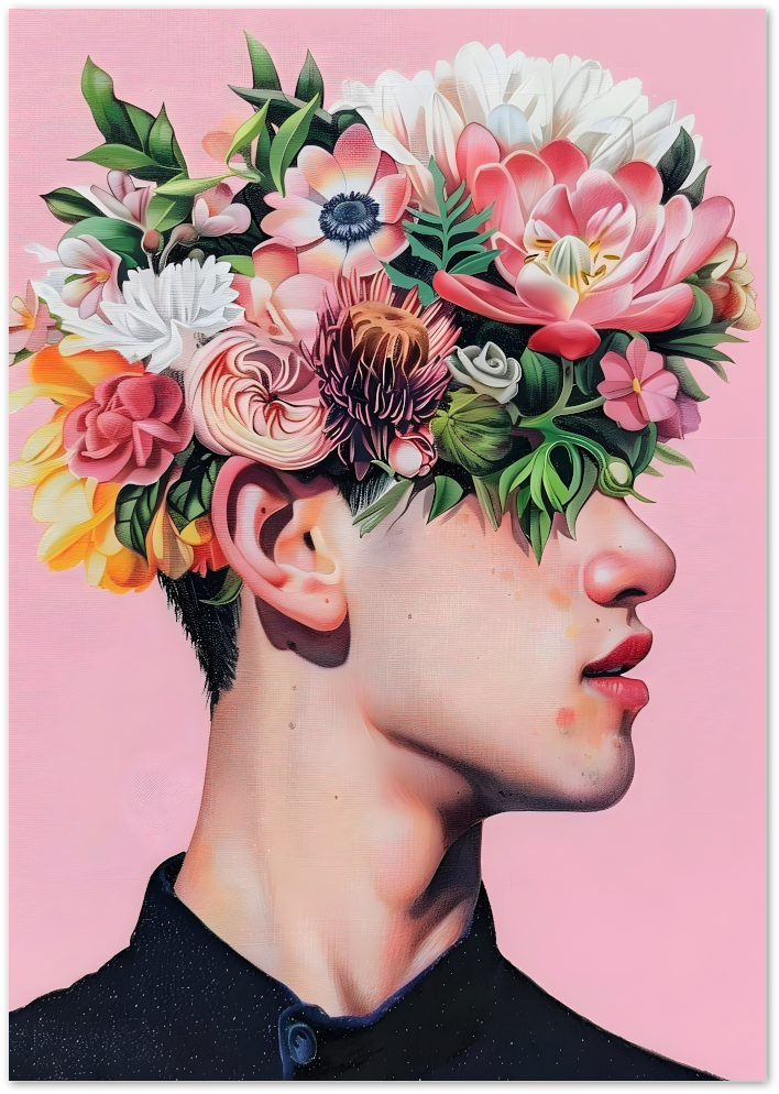 Posterux© | Floral Mind Poster – Bold Surreal Botanical Portrait poster – premium wall art