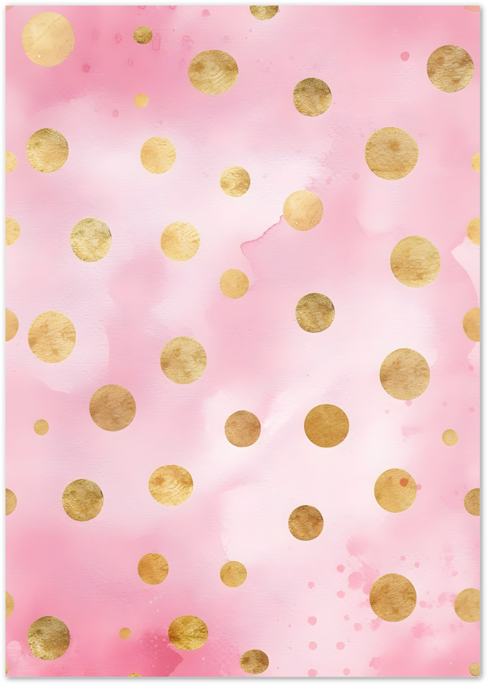 Posterux© | Golden Dots Delight Poster – Pink & Gold Minimal Wall Art poster – premium wall art