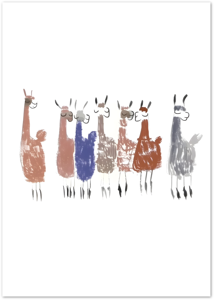Posterux© | Happy Llamas Poster – Minimal Whimsical Animal Art poster – premium wall art