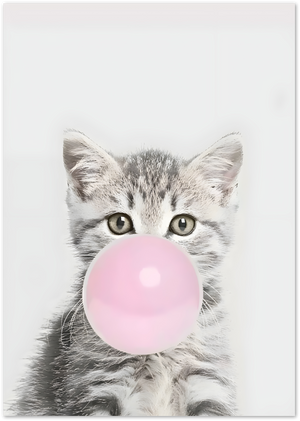 Posterux© | Bubblegum Kitten Poster – Cute Grey Cat Pop Art Print poster – premium wall art