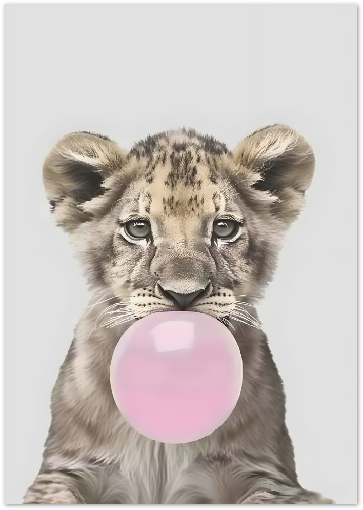 Posterux© | Bubblegum Lion Cub Poster – Cute Jungle Pop Art Print poster – premium wall art