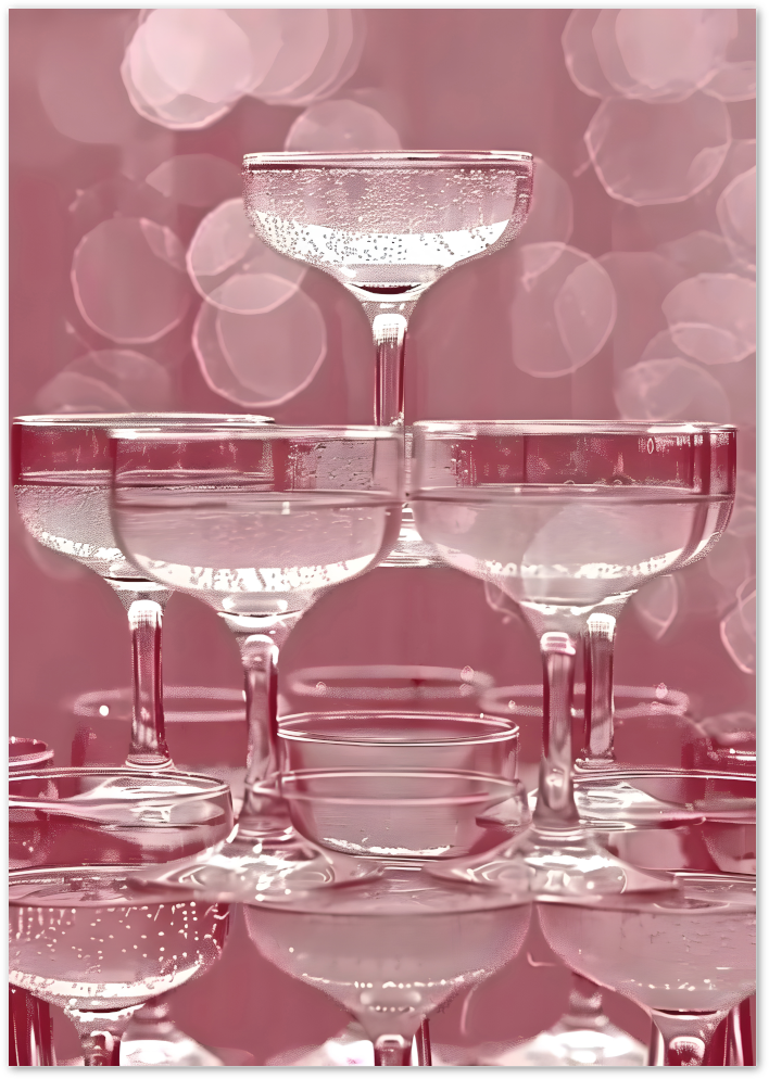 Posterux© | Champagne Tower Poster – Elegant Glass Pyramid Print poster – premium wall art