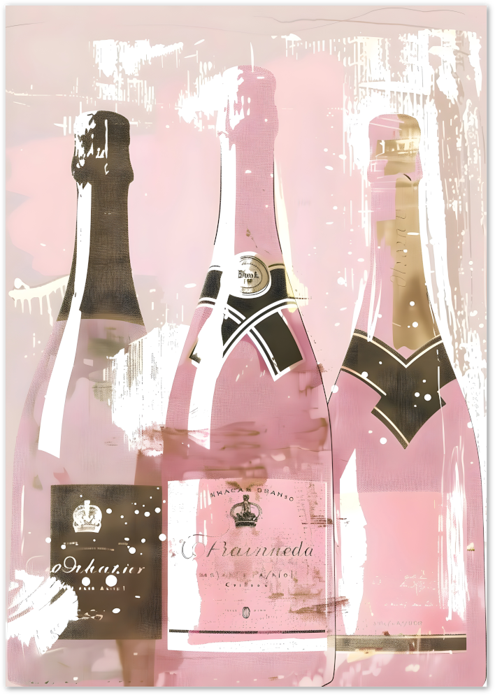 Posterux© | Pink Champagne Bottles Poster – Vintage Bar Art Print poster – premium wall art