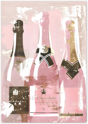 Posterux© | Pink Champagne Bottles Poster – Vintage Bar Art Print poster – premium wall art