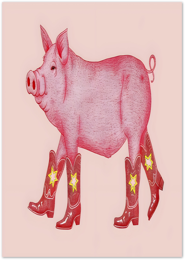 Posterux© | Cowboy Pig Poster – Whimsical Farm Animal Art poster – premium wall art