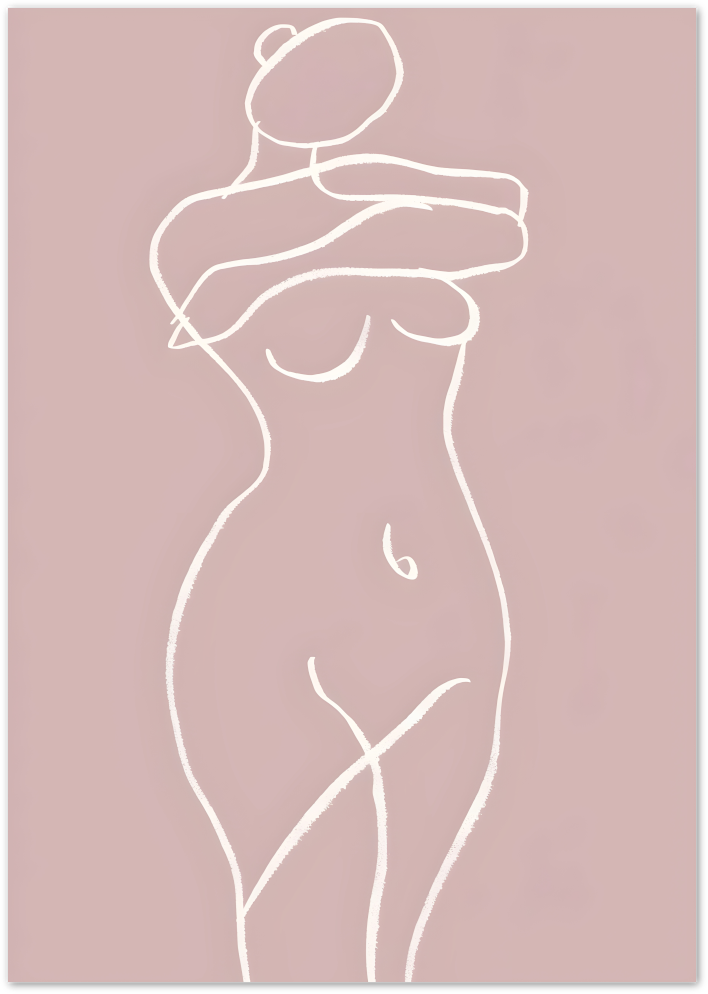 Posterux© | Pink Nude Line Art Poster – Minimalist Feminine Figure poster – premium wall art