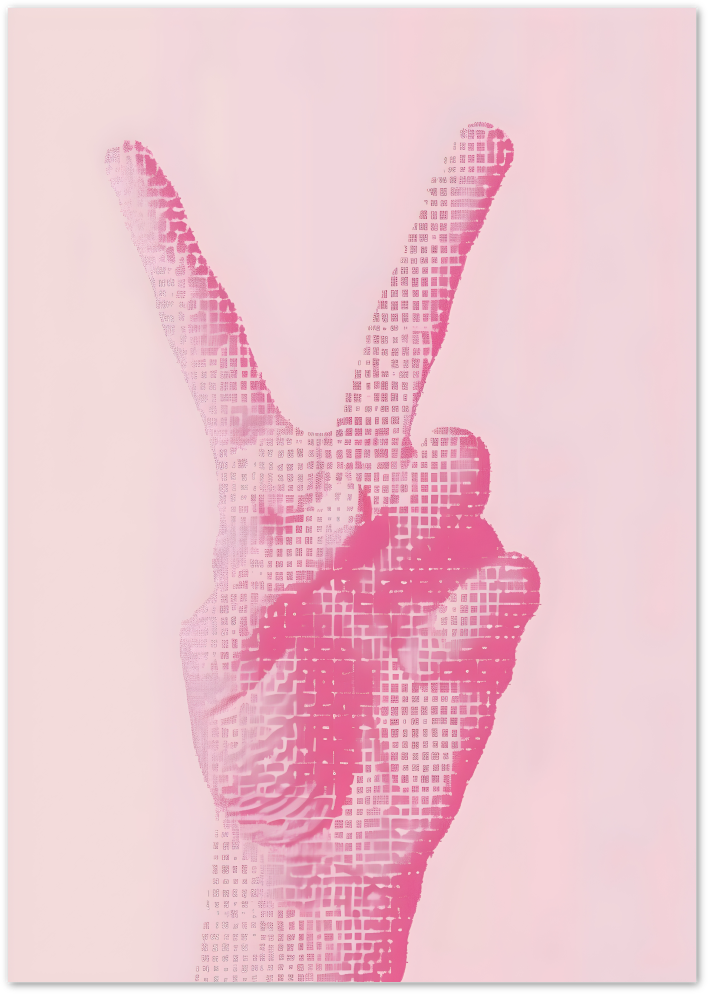 Posterux© | Peace Sign Poster – Pop Art Pixel Hand in Pink poster – premium wall art