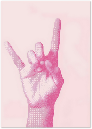 Posterux© | Rock On Poster – Edgy Pink Pixel Hand Art poster – premium wall art