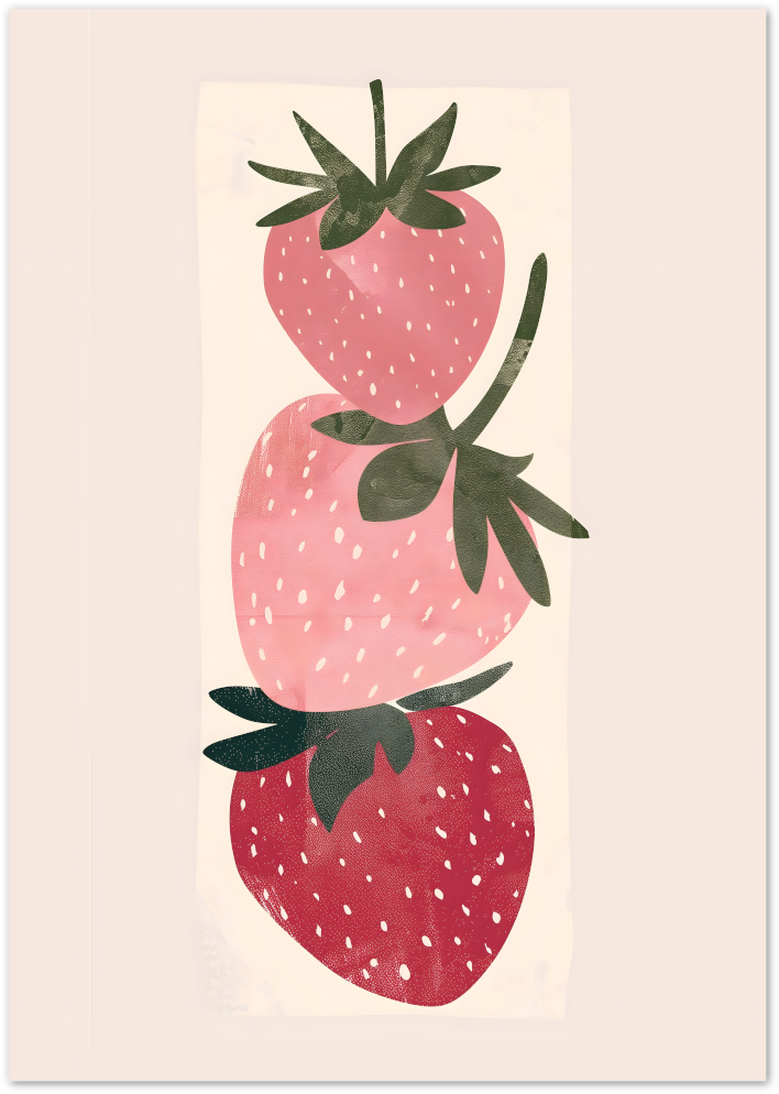 Posterux© | Strawberry Stack Poster – Playful Kitchen Art Print poster – premium wall art