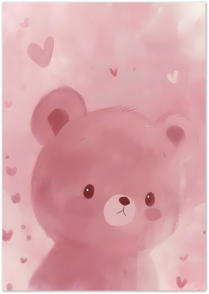 Posterux© | Teddy Love Poster – Soft Pink Bear Nursery Poster poster – premium wall art