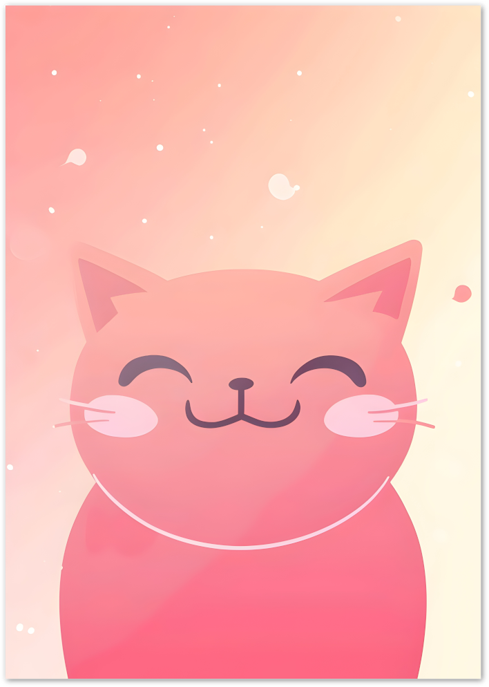 Posterux© | Blush Cat Poster – Minimalist Pink Cat Illustration poster – premium wall art