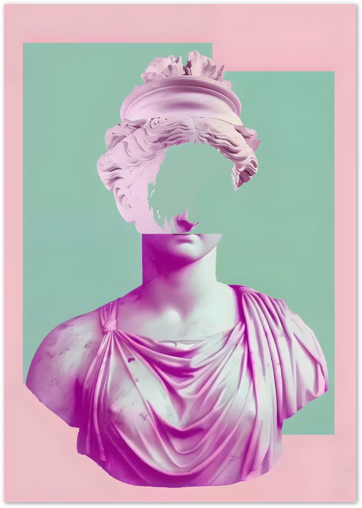Posterux© | Classical Bust Poster – Neoclassical Pink Statue Print poster – premium wall art
