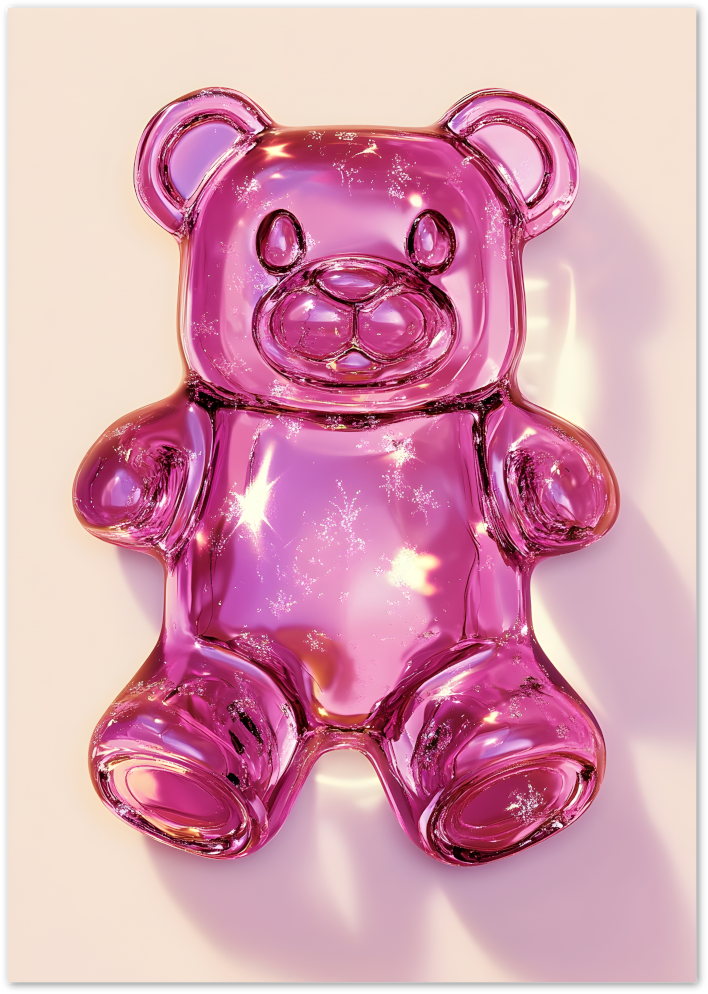 Posterux© | Pink Gummy Bear Poster – Glossy Candy Delight poster – premium wall art