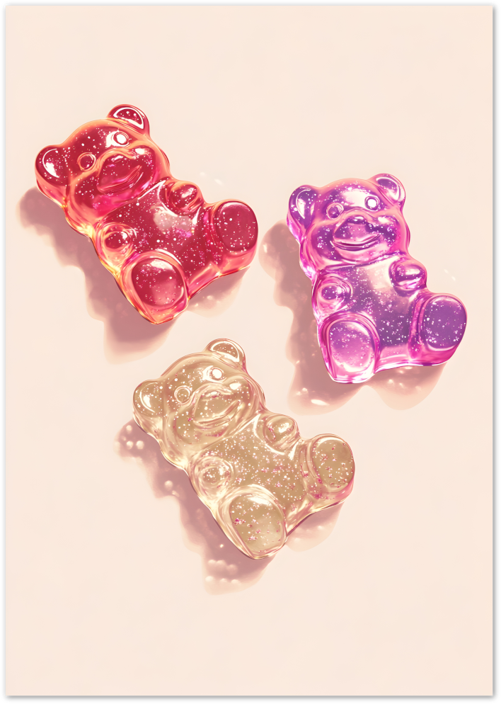 Posterux© | Gummy Bear Trio Poster – Colorful Candy Charm poster – premium wall art