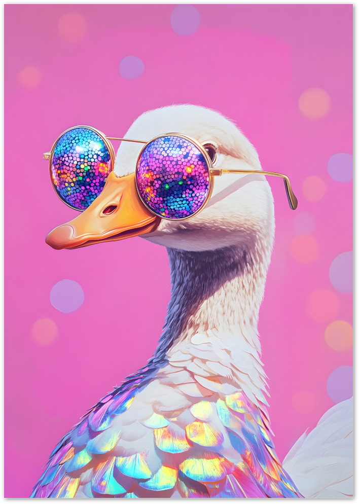 Posterux© | Disco Duck Poster – Retro Glam Vibes poster – premium wall art