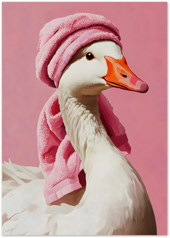 Posterux© | Spa Goose Poster – Soft Pink Pamper Vibes poster – premium wall art