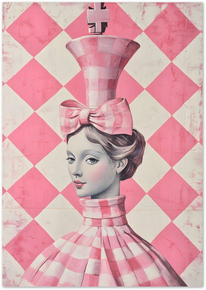 Posterux© | Pink Chess Queen – Surreal Fashion Art Print poster – premium wall art