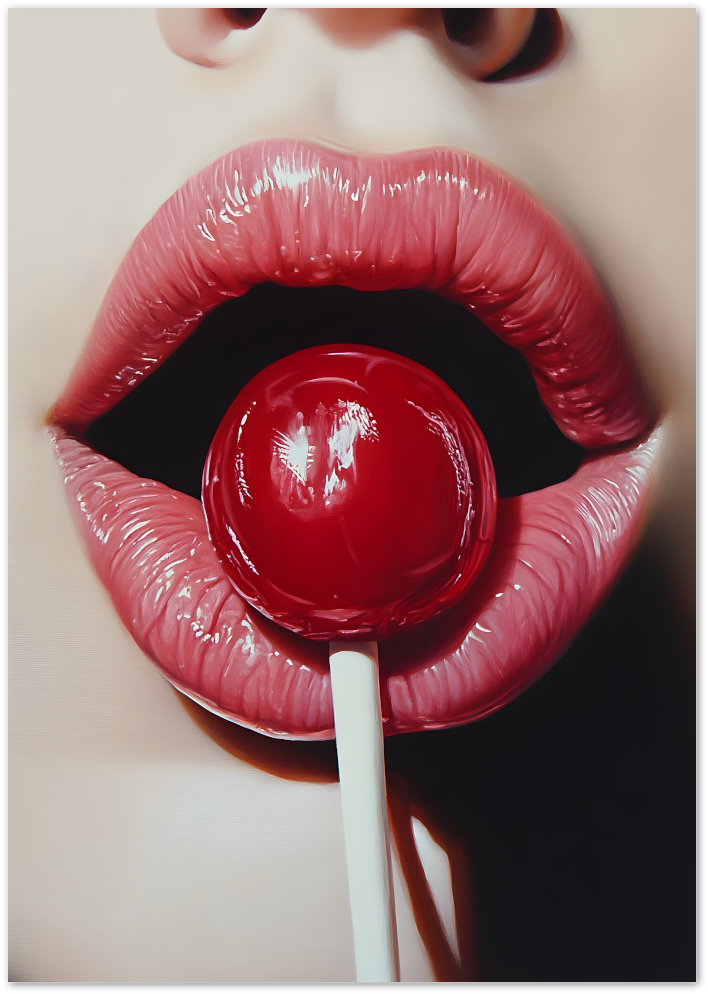 Posterux© | Cherry Lollipop Lips – Glam Pop Art Poster poster – premium wall art