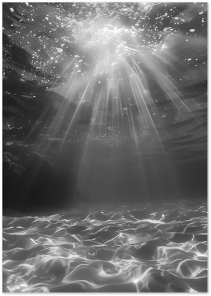 Posterux© | Sunbeams Underwater – Ocean Light Poetry poster – premium wall art