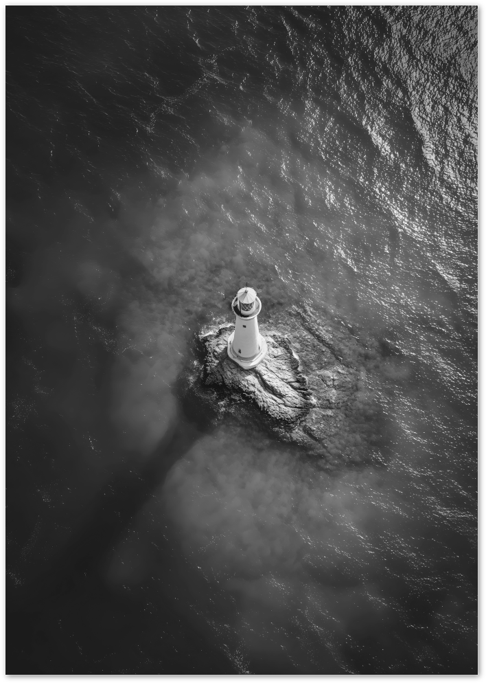 Posterux© | Lighthouse from Above – Minimal Coastal Icon poster – premium wall art