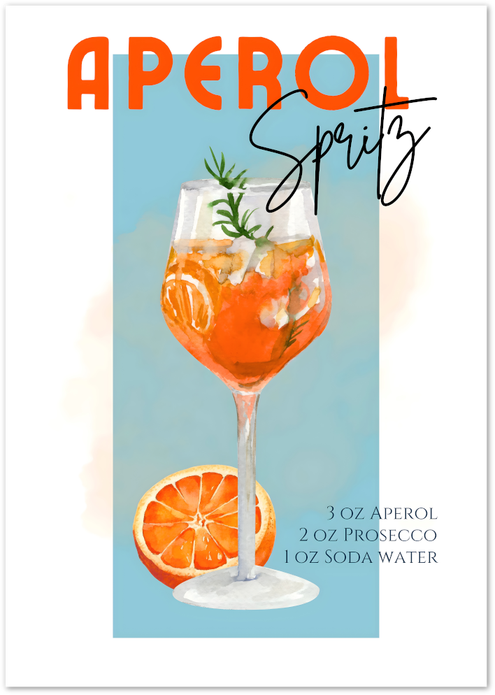Posterux© | Aperol Recipe – Illustrated Spritz Guide Poster poster – premium wall art