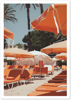 Posterux© | Orange Umbrellas – Beach Aperol Scene Poster poster – premium wall art