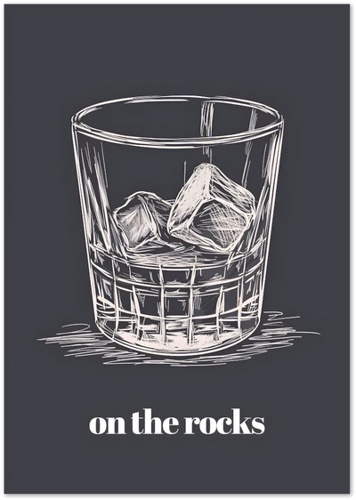 Posterux© | On the Rocks – Minimalist Whisky Sketch Poster poster – premium wall art