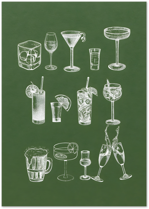 Posterux© | Bar Glass Sketches – Chalkboard Series poster – premium wall art
