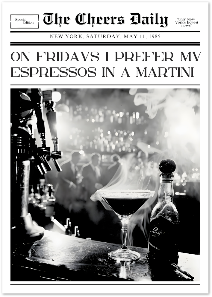 Posterux© | Espresso Martini Friday Poster – Vintage Cocktail Newspaper Style poster – premium wall art
