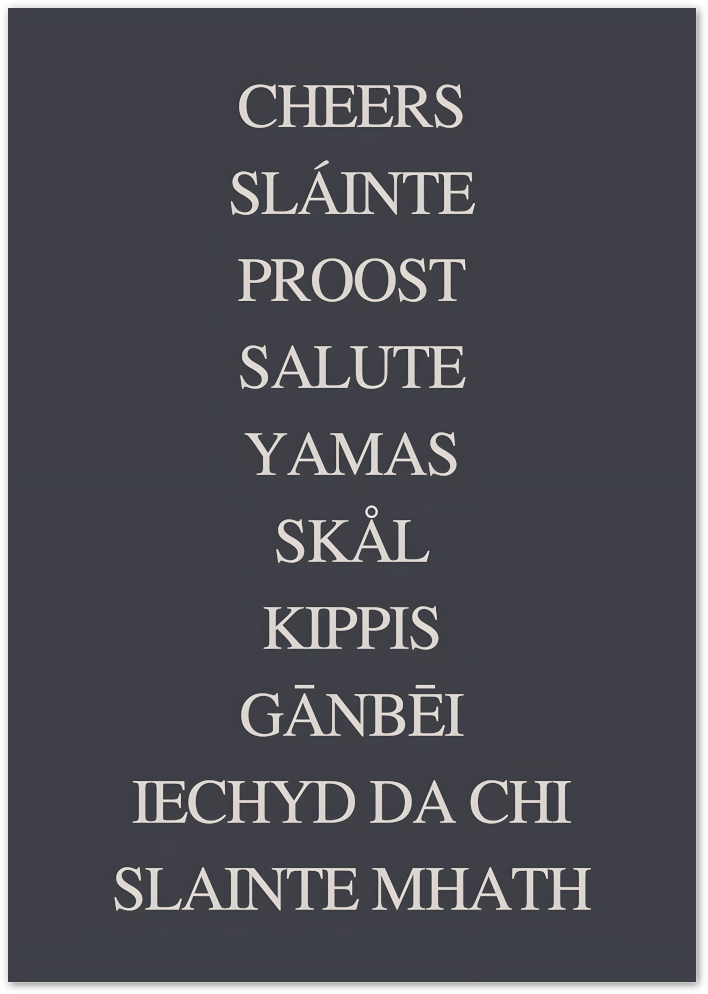 Posterux© | Cheers Typography Poster – Toast Around the World poster – premium wall art