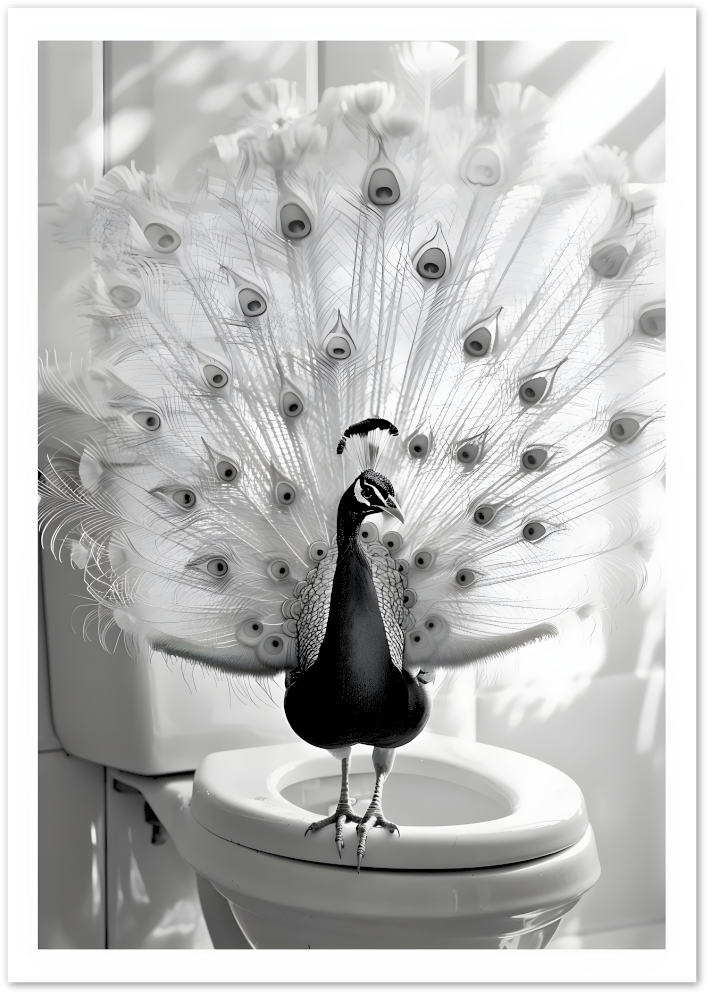 Posterux© | Peacock on Porcelain Poster – Surreal Bathroom Chic poster – premium wall art
