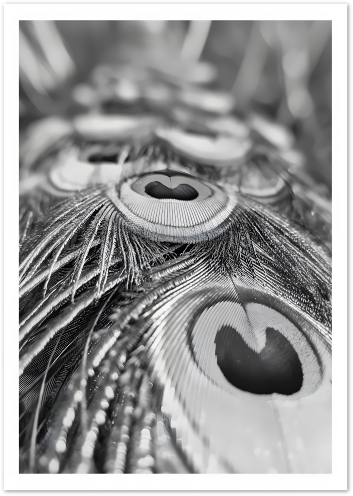 Posterux© | Peacock Detail Poster – Monochrome Feather Study poster – premium wall art