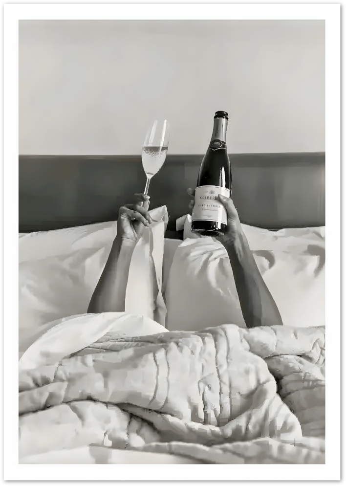 Posterux© | Champagne in Bed Poster – Glamorous Lazy Mornings poster – premium wall art