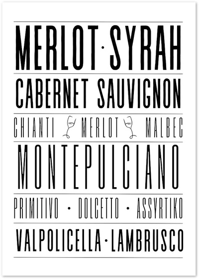 Posterux© | Red Wine Typography Poster – Bold Grapes Edition poster – premium wall art