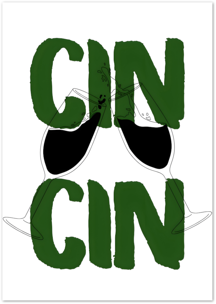 Posterux© | Cin Cin Poster – Cheers in Green & Glass poster – premium wall art