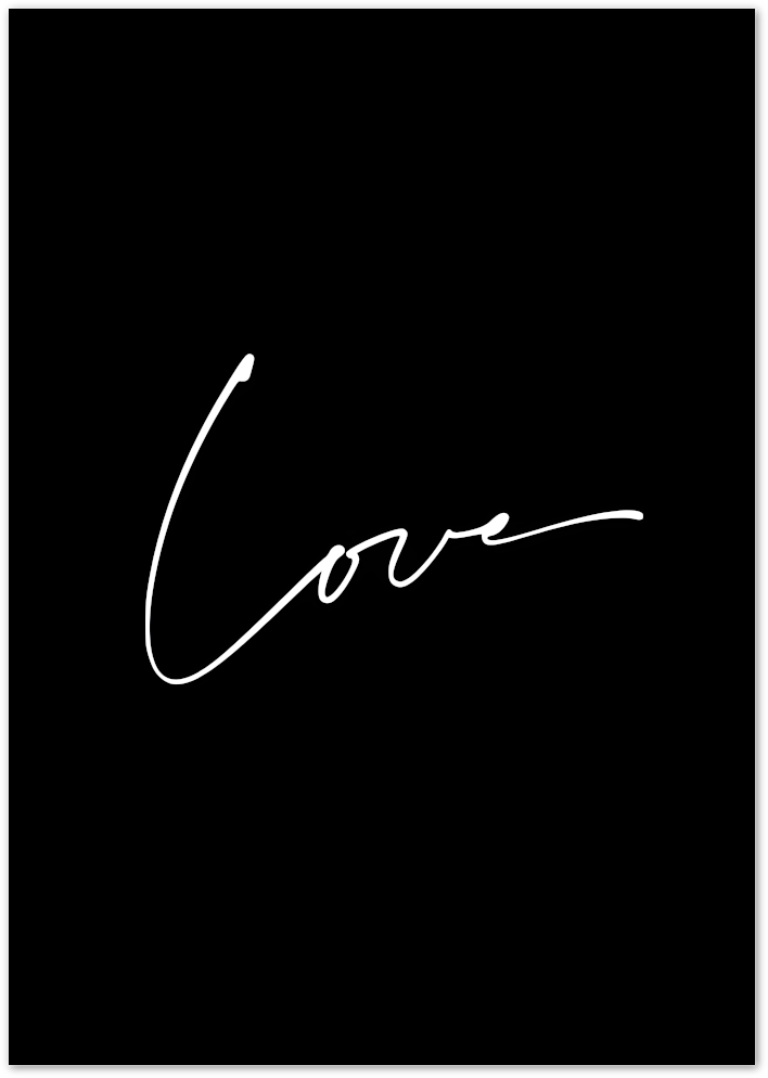 Posterux© | Love Script Poster – Handwritten Word on Black poster – premium wall art