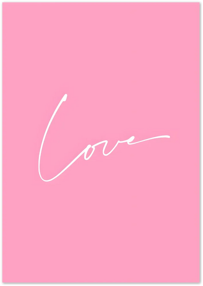 Posterux© | Love in Pink Poster – Handwritten Word in Soft Color poster – premium wall art