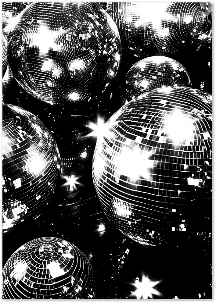 Posterux© | Disco Balls Poster – Sparkling Monochrome Wall Art poster – premium wall art
