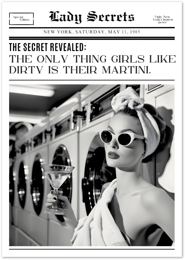 Posterux© | Dirty Martini Secrets Poster – Retro Glam Bar Print poster – premium wall art