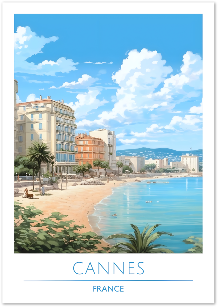 Posterux© | Cannes Poster – French Riviera Beachfront Elegance poster – premium wall art