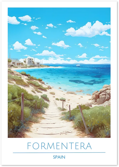 Posterux© | Formentera Beach Poster – Coastal Path to Paradise poster – premium wall art