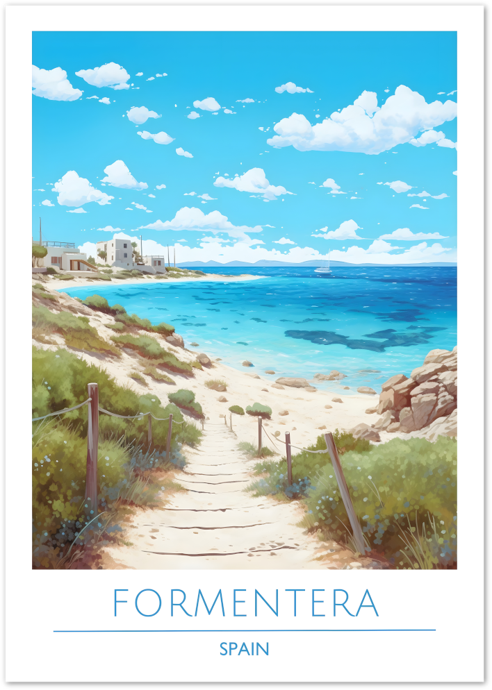 Posterux© | Formentera Beach Poster – Coastal Path to Paradise poster – premium wall art