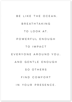 Posterux© | Be Like the Ocean – Inspirational Typography Poster poster – premium wall art