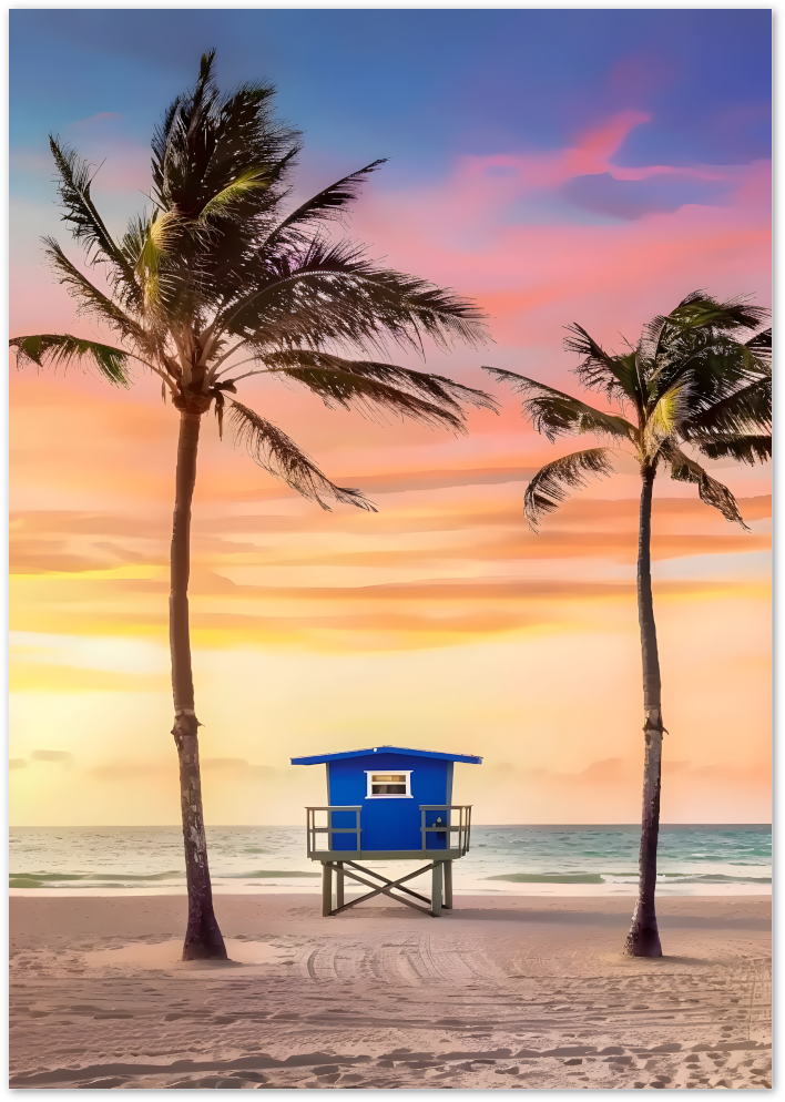 Posterux© | Lifeguard Sunset Poster – Tropical Escape with Retro Vibes poster – premium wall art