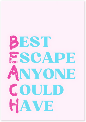 Posterux© | BEACH Acronym Poster – Tropical Escape Typography poster – premium wall art