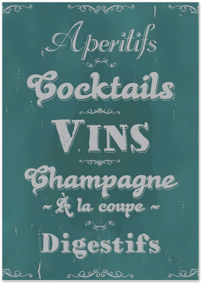 Posterux© | French Drinks Menu Poster – Vintage Bistro Typography poster – premium wall art