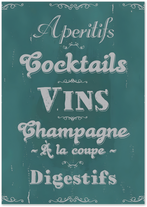 Posterux© | French Drinks Menu Poster – Vintage Bistro Typography poster – premium wall art